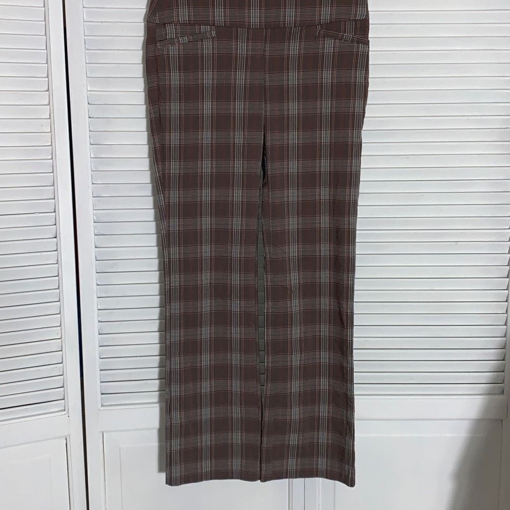 APT. 9 Tan Plaid Stretchy Pull On Boot Cut‎ Pants Size Small